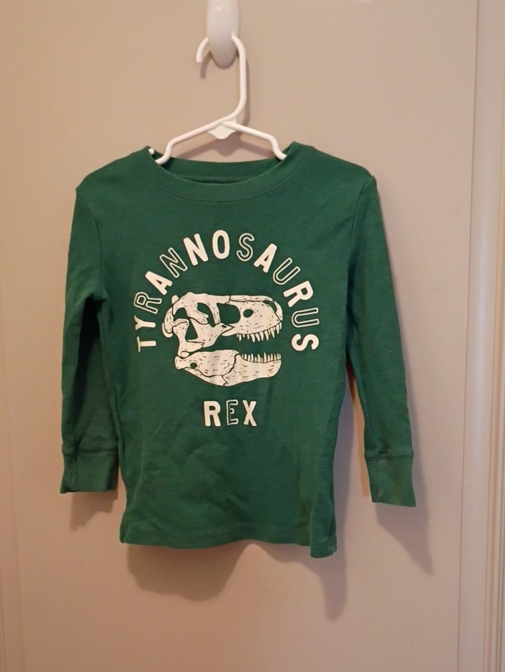 Jumping Beans Tyrannosaurus Rex Green Waffle Knit Shirt Size 5T